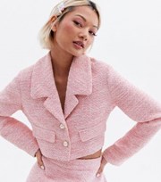 New Look Too Cute for Words Petite Pink Crop Blazer
